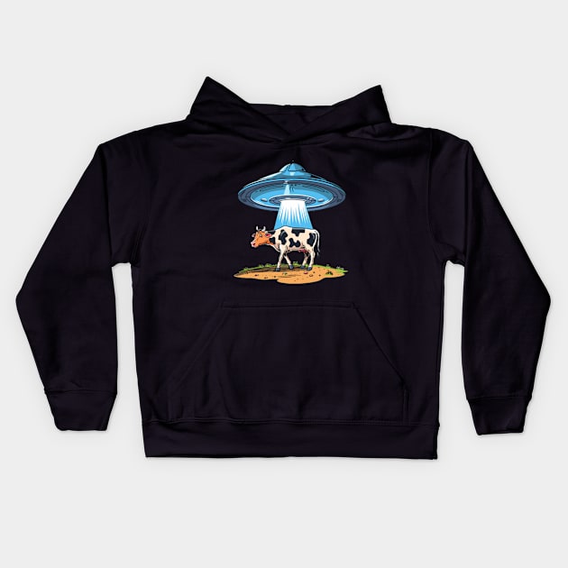 Cow Abduction Kids Hoodie by peculiarbutcute